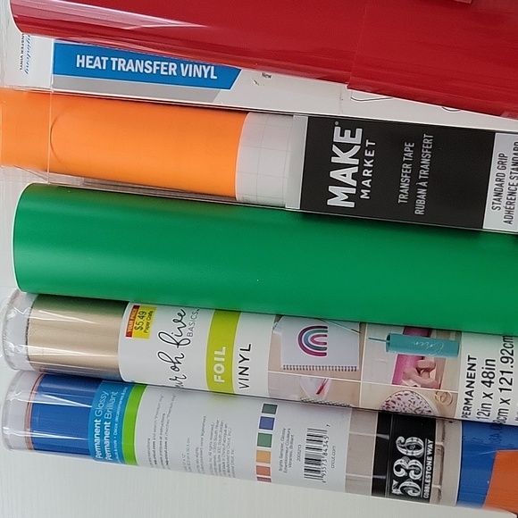 Cricut Vinyl, tools, 10 new 12x12 mats and construction/glitter/sticker paper - Picture 2 of 8